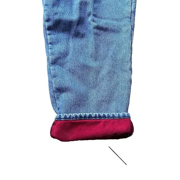 LL Bean Fleece Lined Original Fit Relaxed Denim Blue Jeans Women's 14 Petite - Picture 2 of 10